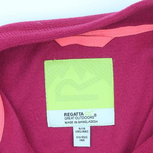 Regatta Girls Red Fleece 1/2 Zip Pullover Sweatshirt 9-10 Years