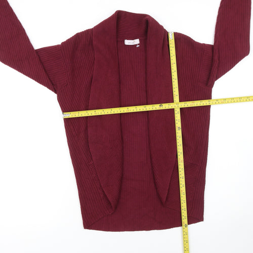 Marks and Spencer Women Red Size 12 Long Sleeve Ribbed Knit Open Cardigan