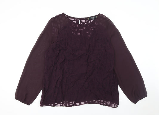 Principles by Ben de Lisi Womens Purple Chiffon Long Sleeve Blouse Size 20