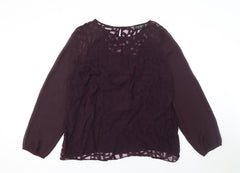Principles by Ben de Lisi Womens Purple Chiffon Long Sleeve Blouse Size 20