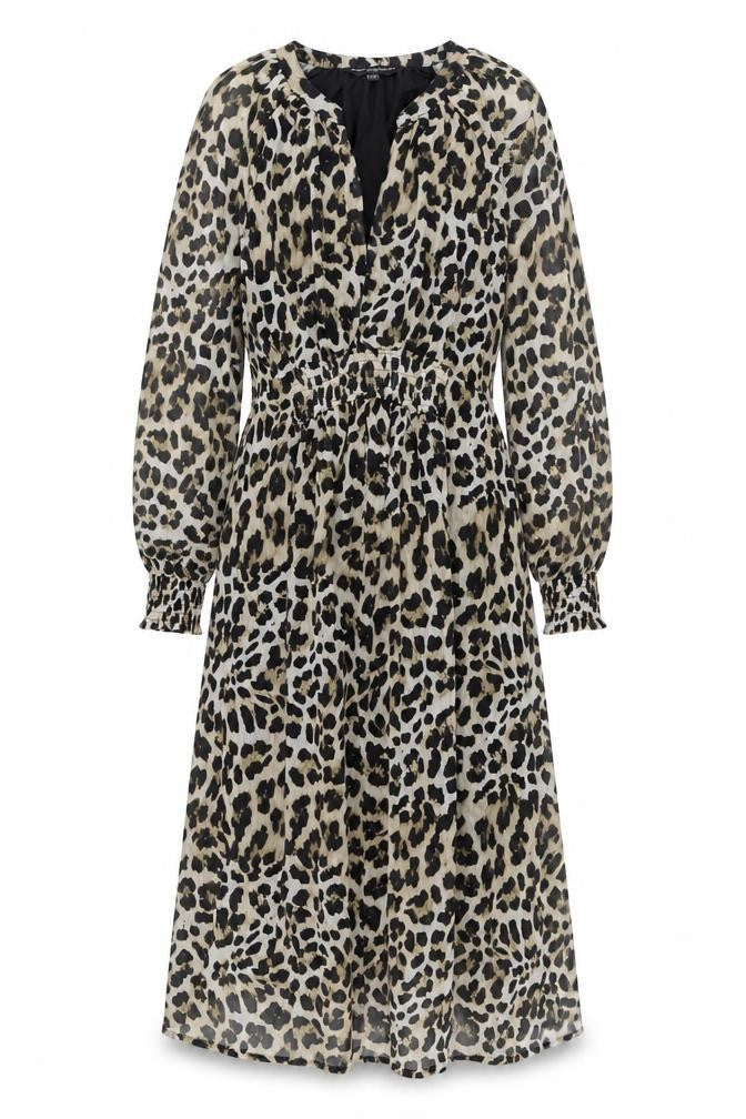 French Connection Women's Beige Leopard Print Midi Dress Size 12
