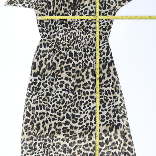 French Connection Women's Beige Leopard Print Midi Dress Size 12