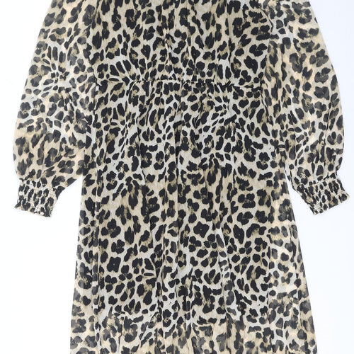 French Connection Women's Beige Leopard Print Midi Dress Size 12