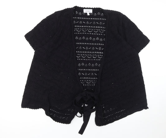 & Other Stories Women Black L Crochet Cardigan Short Sleeve Cotton