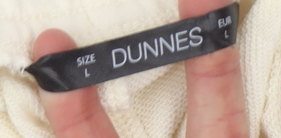 Dunnes Women’s Ivory Sweat Shorts Size L Casual Drawstring Light Cotton Blend