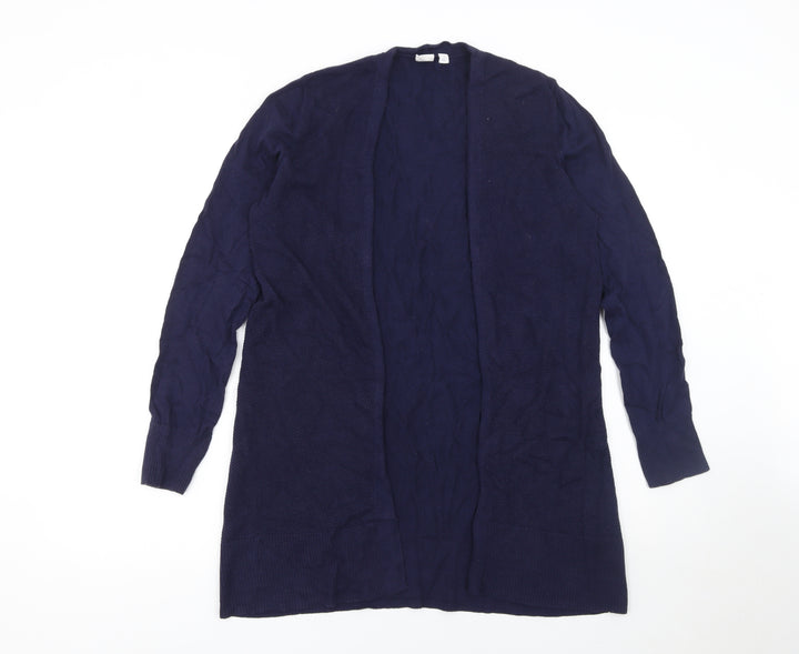 GAP Women Blue Cotton Long Sleeve Open Front Cardigan Size S