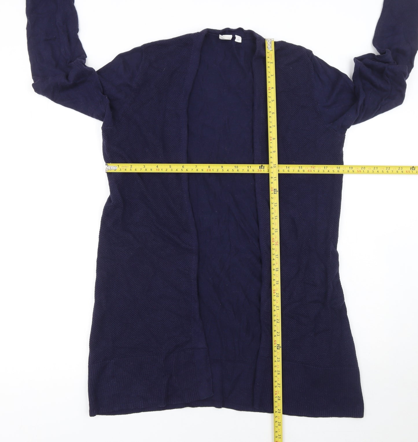 GAP Women Blue Cotton Long Sleeve Open Front Cardigan Size S