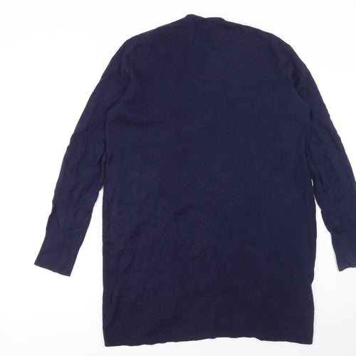 GAP Women Blue Cotton Long Sleeve Open Front Cardigan Size S