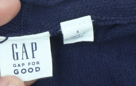 GAP Women Blue Cotton Long Sleeve Open Front Cardigan Size S