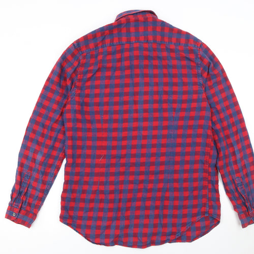 1975 Men’s Red Check Flannel Button-Up Shirt XL