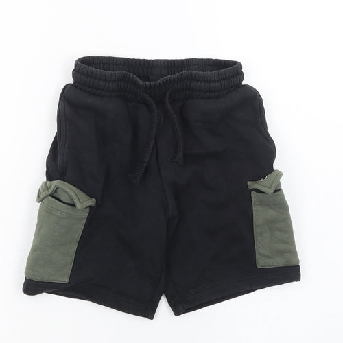 Next Boys Black Cargo Jersey Shorts 7 Years Elastic Waist Pockets