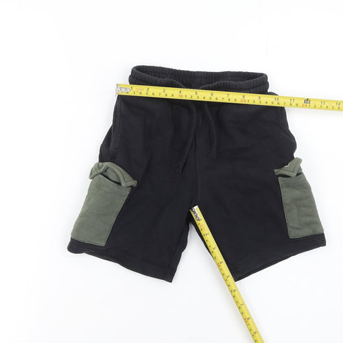 Next Boys Black Cargo Jersey Shorts 7 Years Elastic Waist Pockets