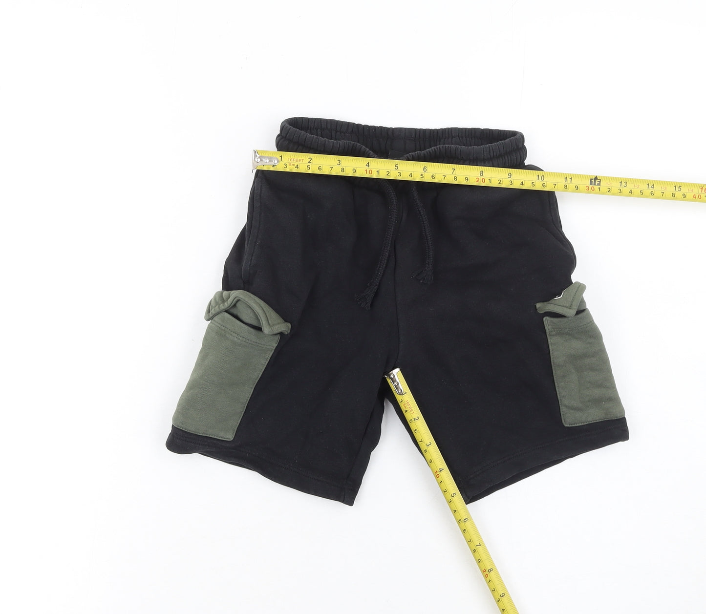 Next Boys Black Cargo Jersey Shorts 7 Years Elastic Waist Pockets