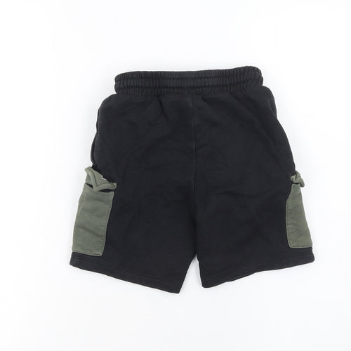Next Boys Black Cargo Jersey Shorts 7 Years Elastic Waist Pockets