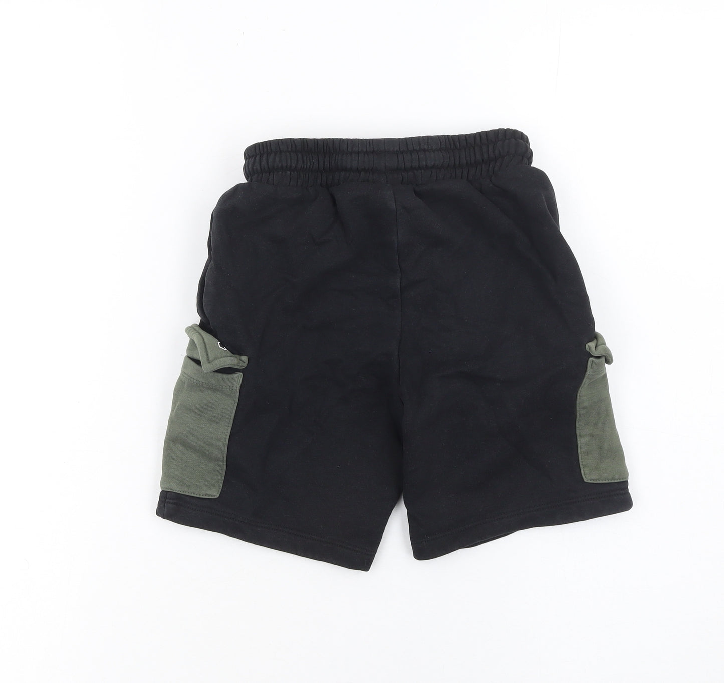 Next Boys Black Cargo Jersey Shorts 7 Years Elastic Waist Pockets