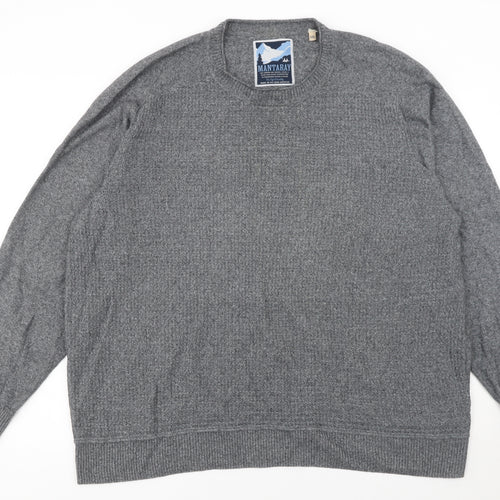 Mantaray Mens Grey 2XL Cotton Crew Neck Waffle Knit Jumper