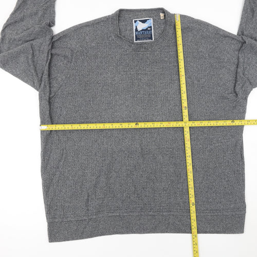 Mantaray Mens Grey 2XL Cotton Crew Neck Waffle Knit Jumper