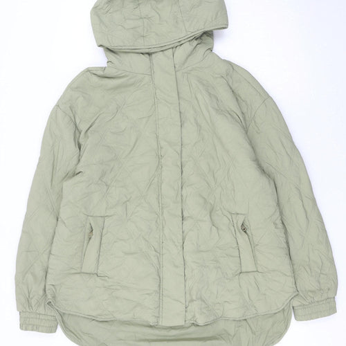 Dunnes Stores Women's Green Quilted Hooded Jacket Size 12