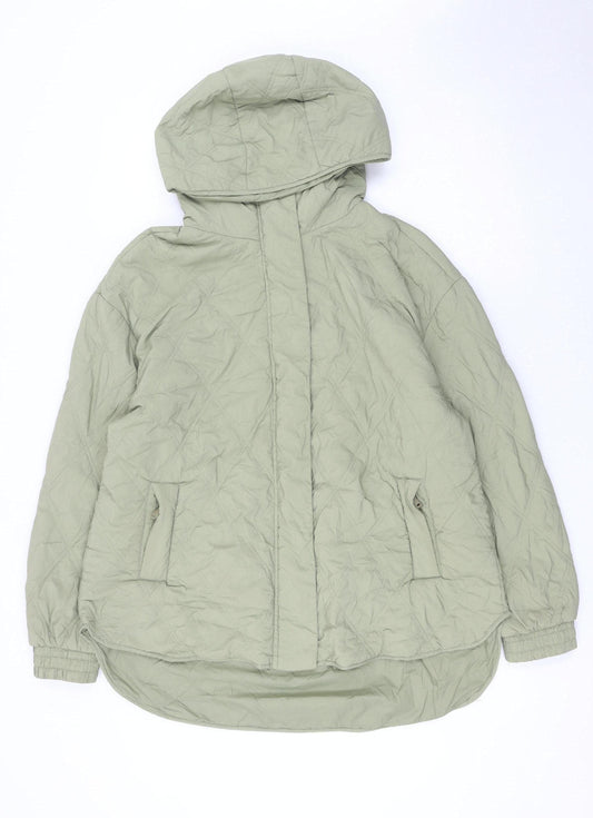 Dunnes Stores Women's Green Quilted Hooded Jacket Size 12
