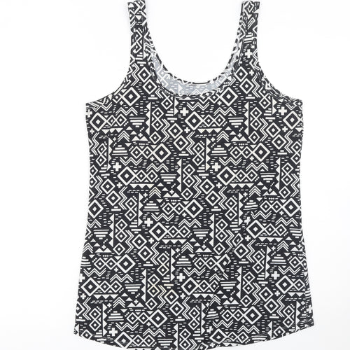No Boundaries Teens Black Aztec Geometric Tank Top XL Regular Stretch