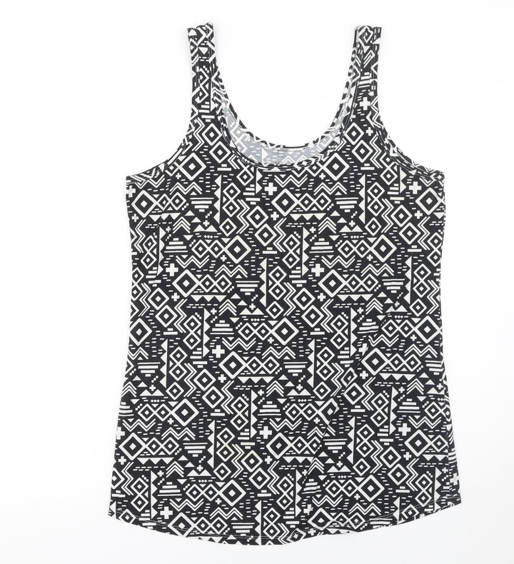 No Boundaries Teens Black Aztec Geometric Tank Top XL Regular Stretch