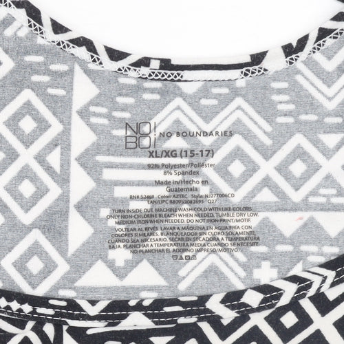 No Boundaries Teens Black Aztec Geometric Tank Top XL Regular Stretch