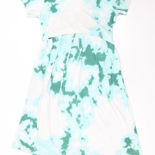 True Shape Women Green Tie Dye Jersey A-Line Dress Size L