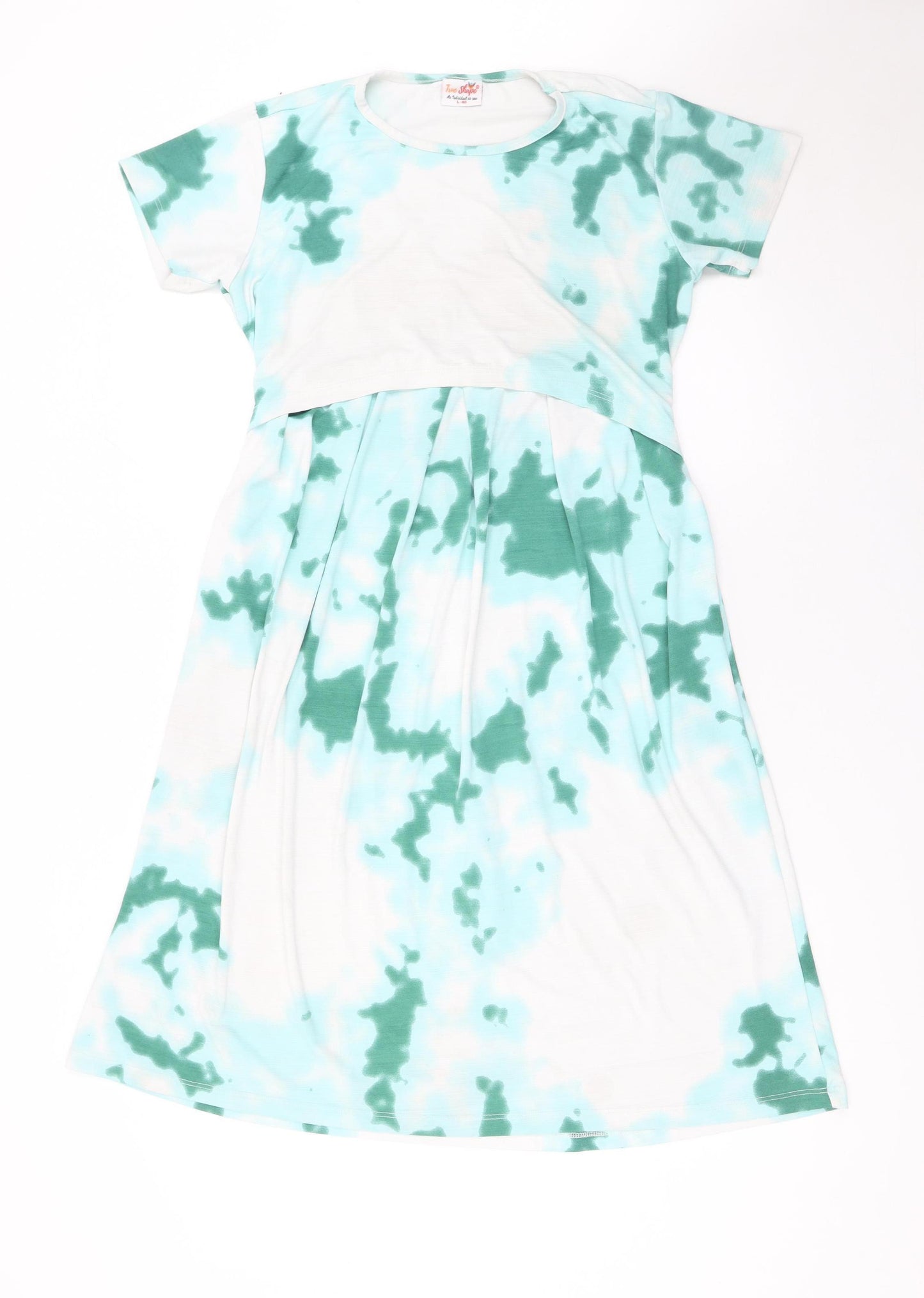 True Shape Women Green Tie Dye Jersey A-Line Dress Size L