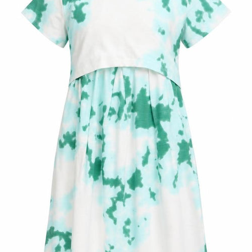 True Shape Women Green Tie Dye Jersey A-Line Dress Size L