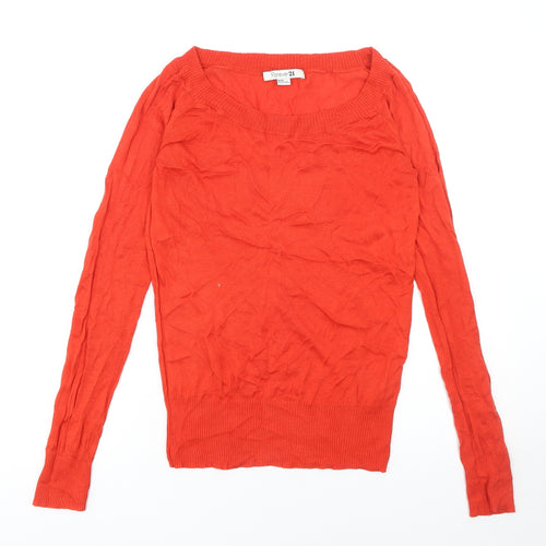 Forever 21 Women's Red Knit Pullover Jumper Size M Long Sleeve