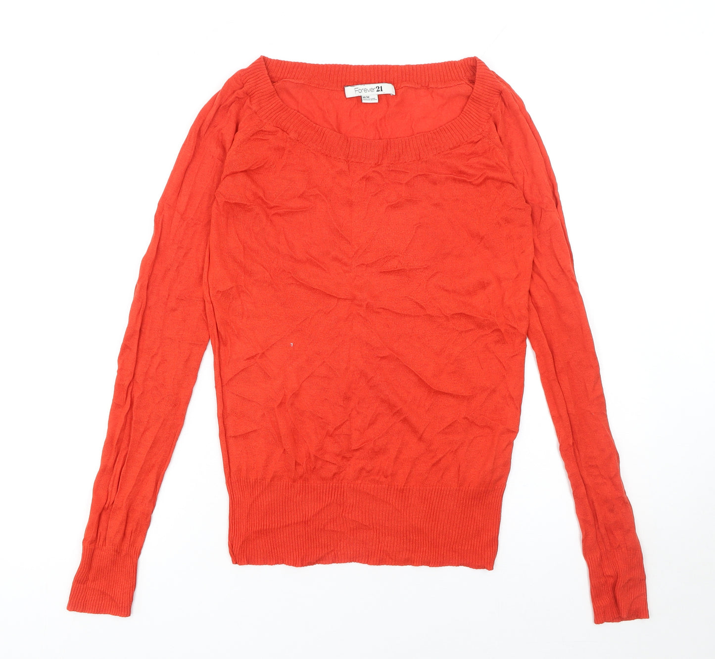 Forever 21 Women's Red Knit Pullover Jumper Size M Long Sleeve