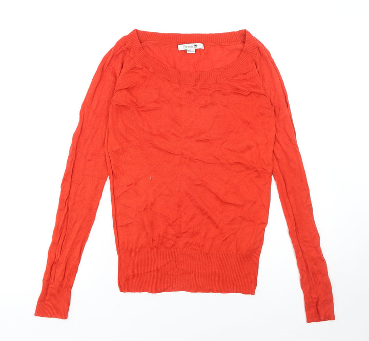 Forever 21 Women's Red Knit Pullover Jumper Size M Long Sleeve