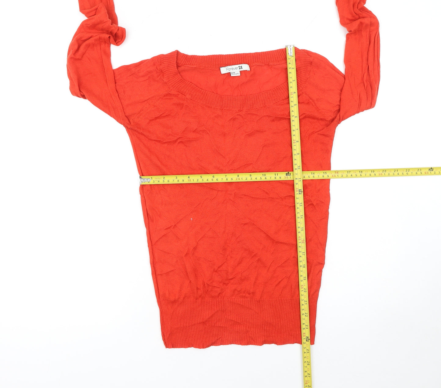 Forever 21 Women's Red Knit Pullover Jumper Size M Long Sleeve