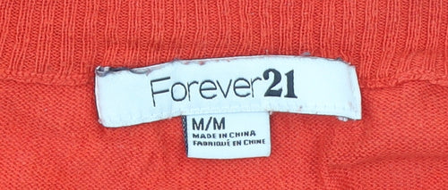 Forever 21 Women's Red Knit Pullover Jumper Size M Long Sleeve