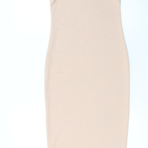 I Saw It First Women’s Beige Sleeveless Bodycon Midi Dress Size 8
