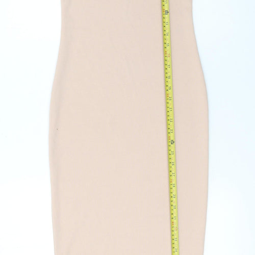 I Saw It First Women’s Beige Sleeveless Bodycon Midi Dress Size 8