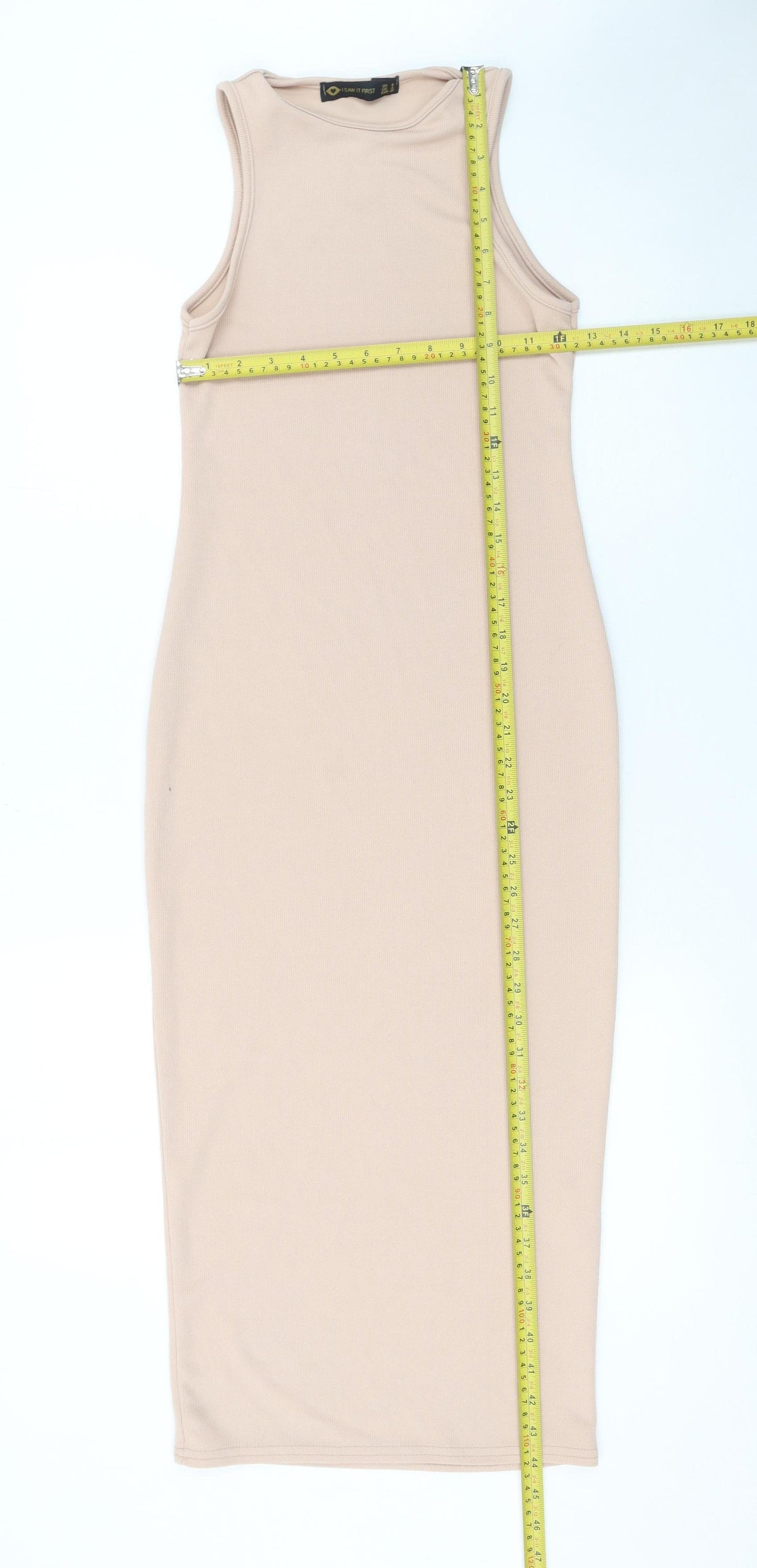 I Saw It First Women’s Beige Sleeveless Bodycon Midi Dress Size 8