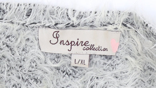 Inspire Collection Women’s Ivory Panda Fuzzy Knit Jumper L/XL Pullover