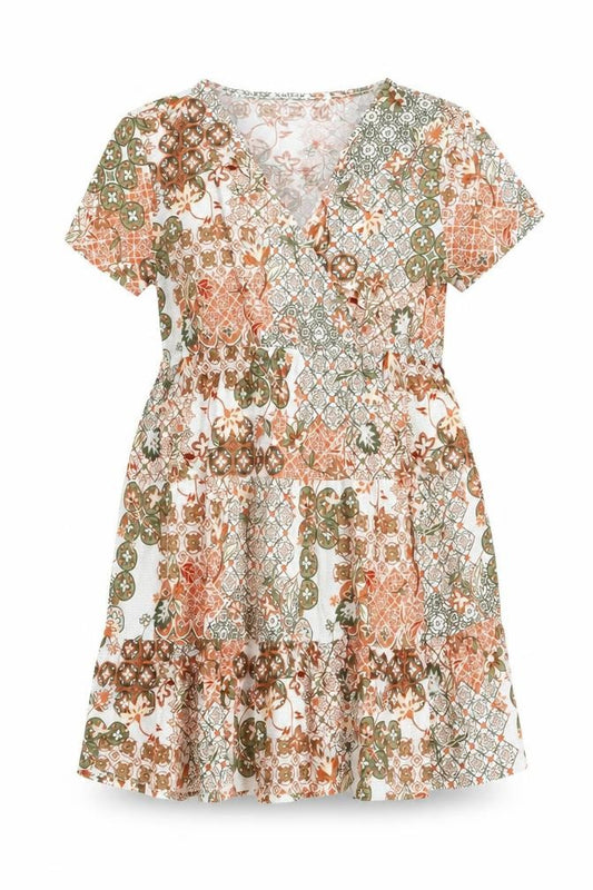 No Boundaries Girls Multicoloured XL Bohemian V-Neck Wrap Dress