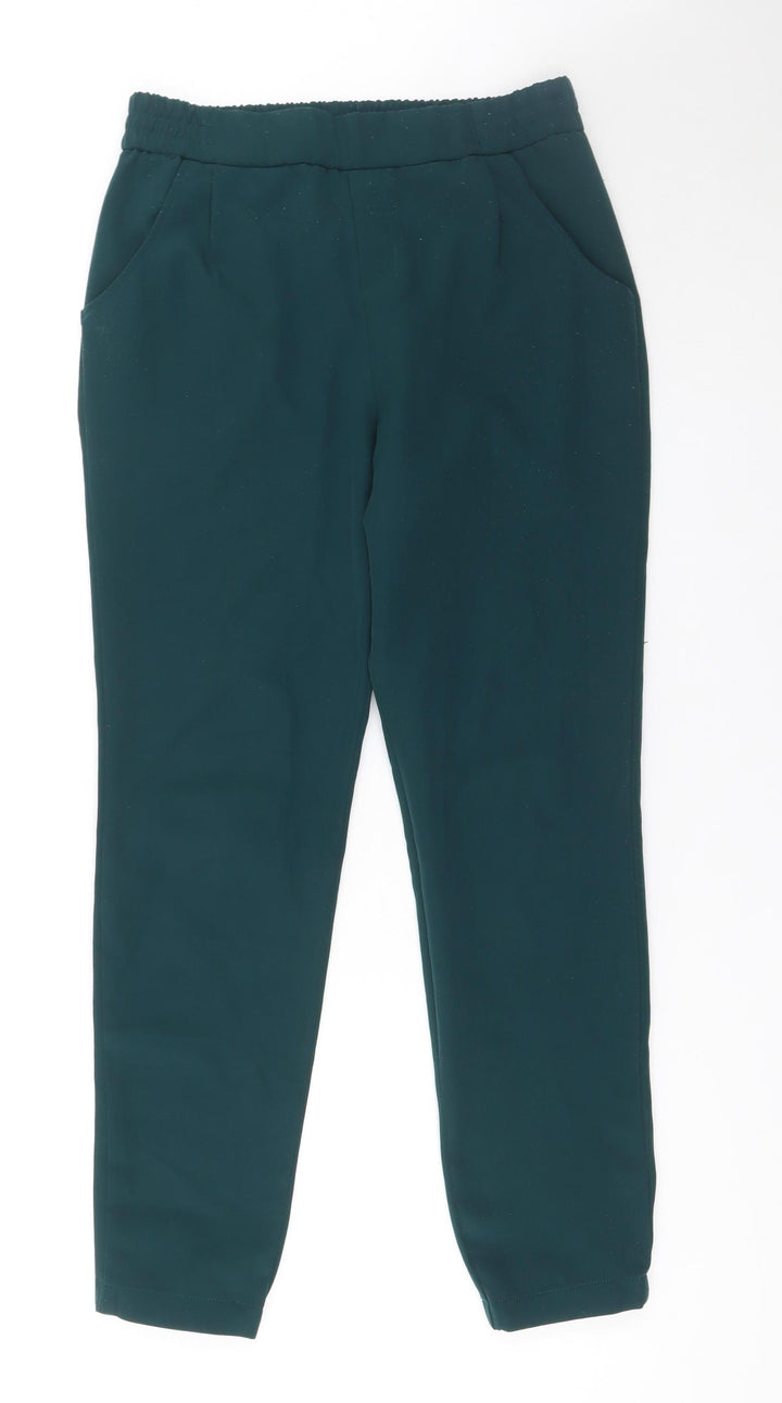 Bershka Women Green Jogger Trousers M Tapered Fit Elastic Waist