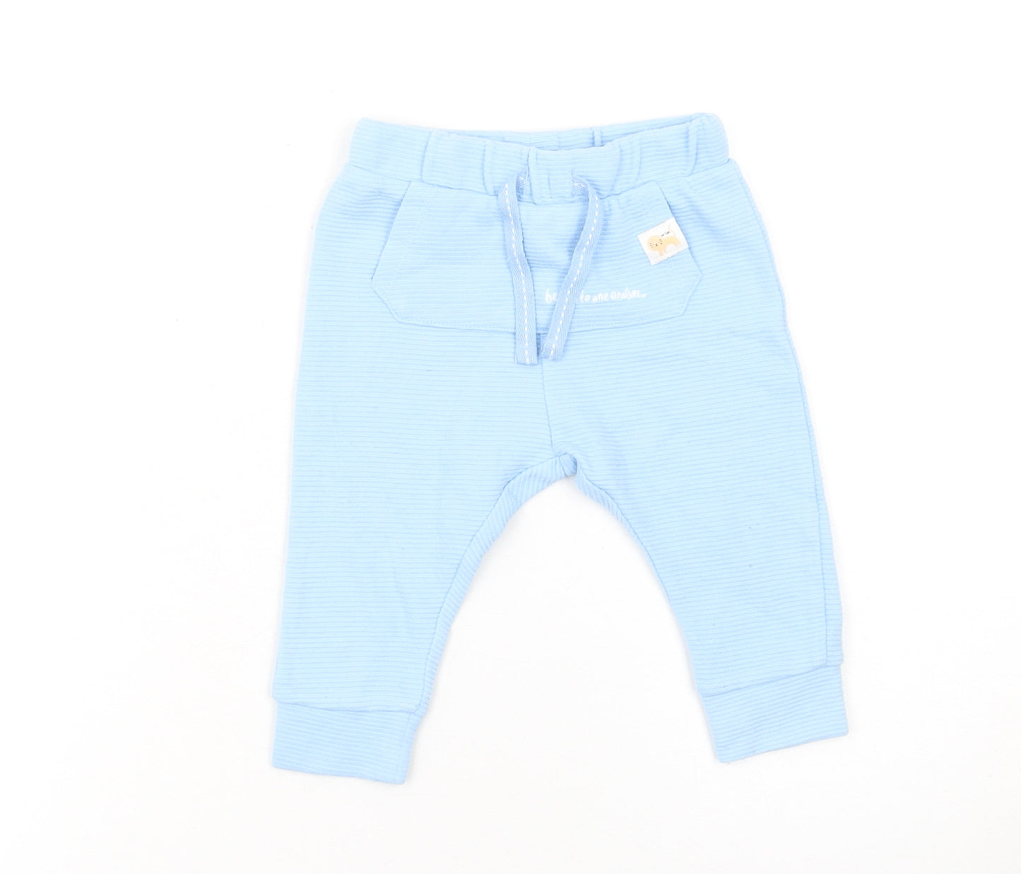 Dunnes Stores Unisex Baby Blue Jogger Trousers 6-9 Months Soft Cotton Blend