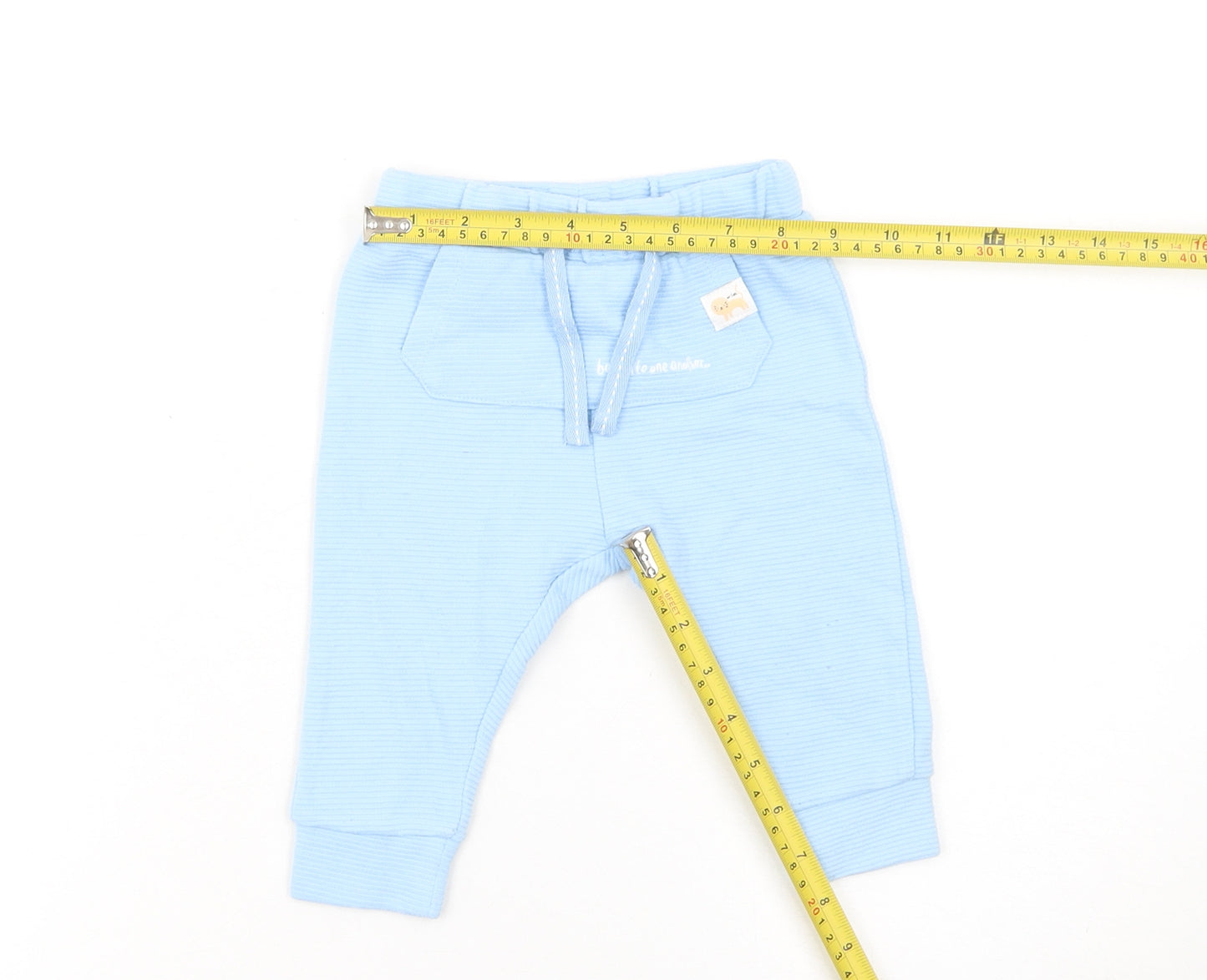 Dunnes Stores Unisex Baby Blue Jogger Trousers 6-9 Months Soft Cotton Blend