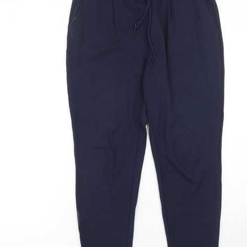 ONLY Women’s Blue Tapered Trousers L Drawstring Waist Workwear Style