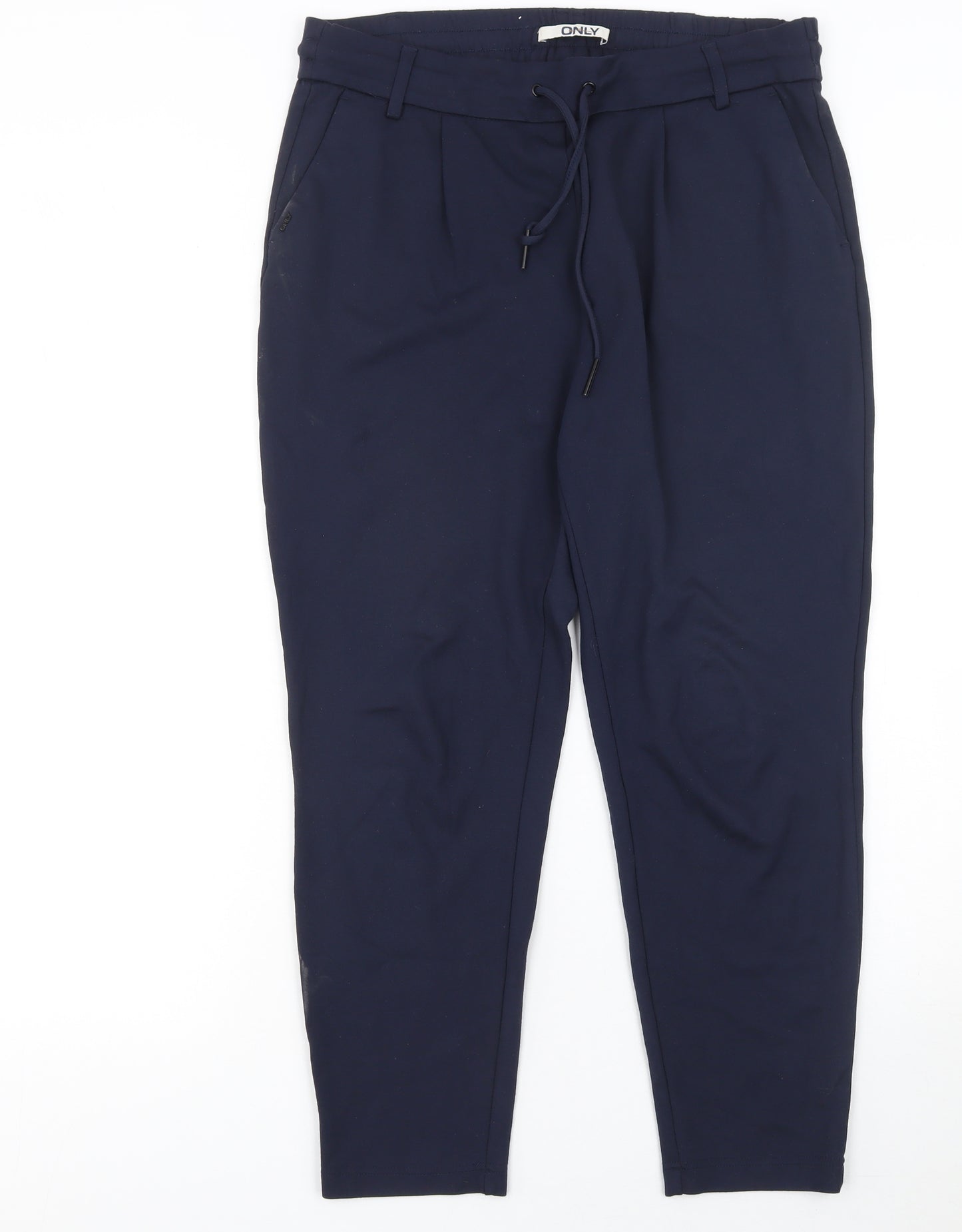 ONLY Women’s Blue Tapered Trousers L Drawstring Waist Workwear Style