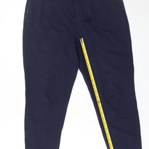 ONLY Women’s Blue Tapered Trousers L Drawstring Waist Workwear Style