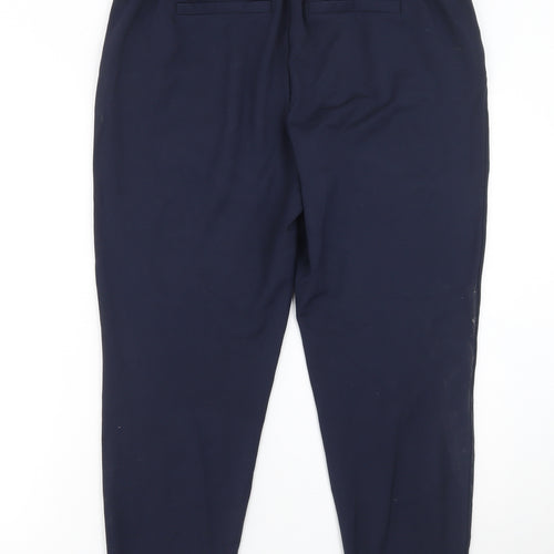 ONLY Women’s Blue Tapered Trousers L Drawstring Waist Workwear Style
