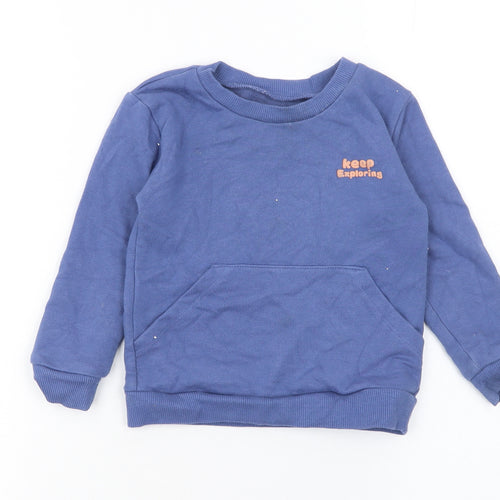 Dunnes Stores Blue 'Keep Exploring' Unisex Baby Pullover Jumper 18-24 Months