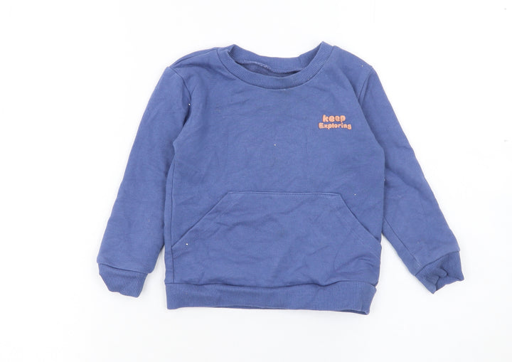 Dunnes Stores Blue 'Keep Exploring' Unisex Baby Pullover Jumper 18-24 Months