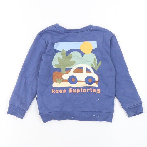 Dunnes Stores Blue 'Keep Exploring' Unisex Baby Pullover Jumper 18-24 Months