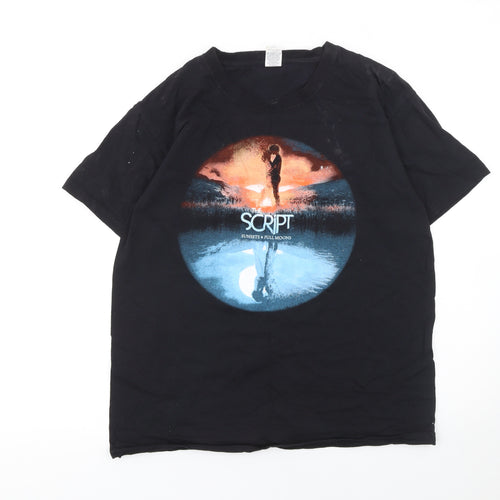 Fruit of the Loom Men’s Black The Script Band Tour Graphic T-Shirt Size M